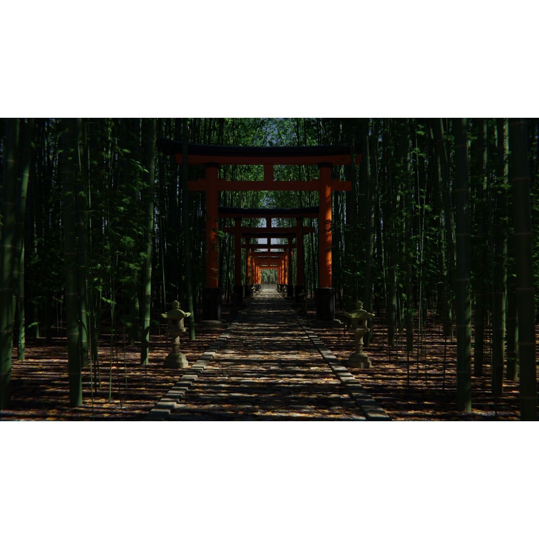 Bamboo Path 3D Model – Scenic Landscape with PBR Textures, Blender, FBX, OBJ - View 11