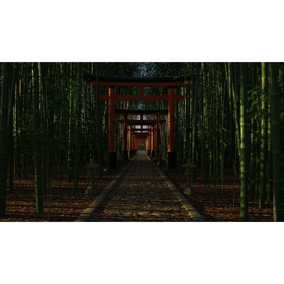 Bamboo Path 3D Model – Scenic Landscape with PBR Textures, Blender, FBX, OBJ - View 14