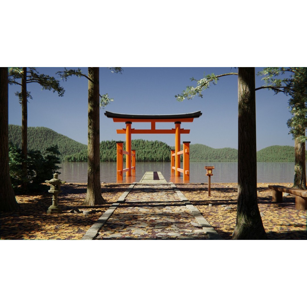 Bamboo Path 3D Model – Scenic Landscape with PBR Textures, Blender, FBX, OBJ - View 4