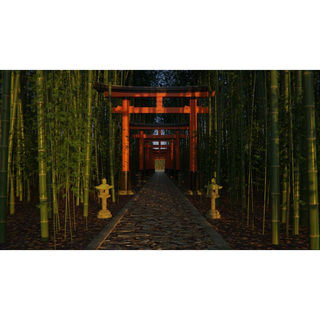 Bamboo Path 3D Model – Scenic Landscape with PBR Textures, Blender, FBX, OBJ - View 6