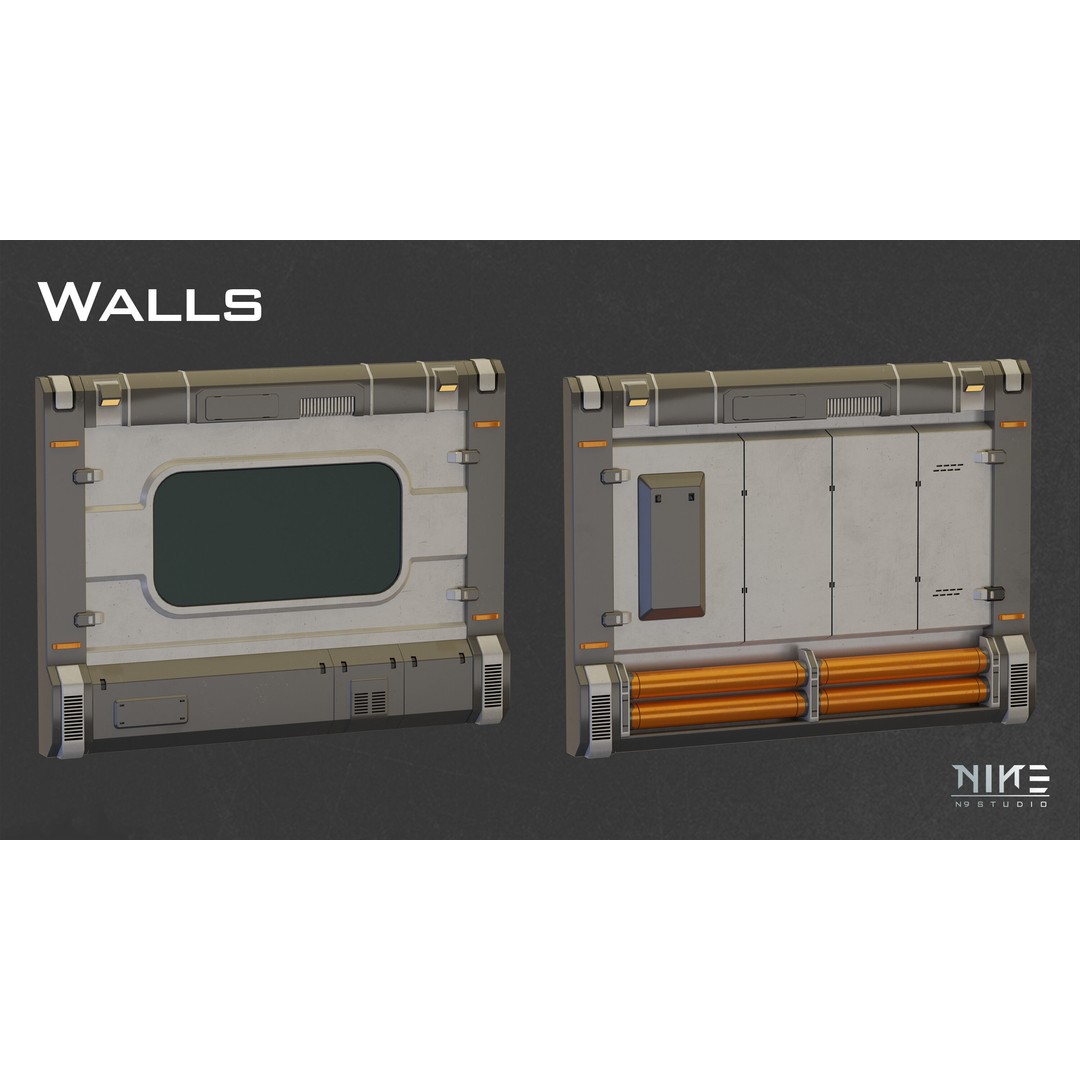 Sci-fi Props Interior 3D Model – Modular Kitbash for Game Assets, FBX - View 10