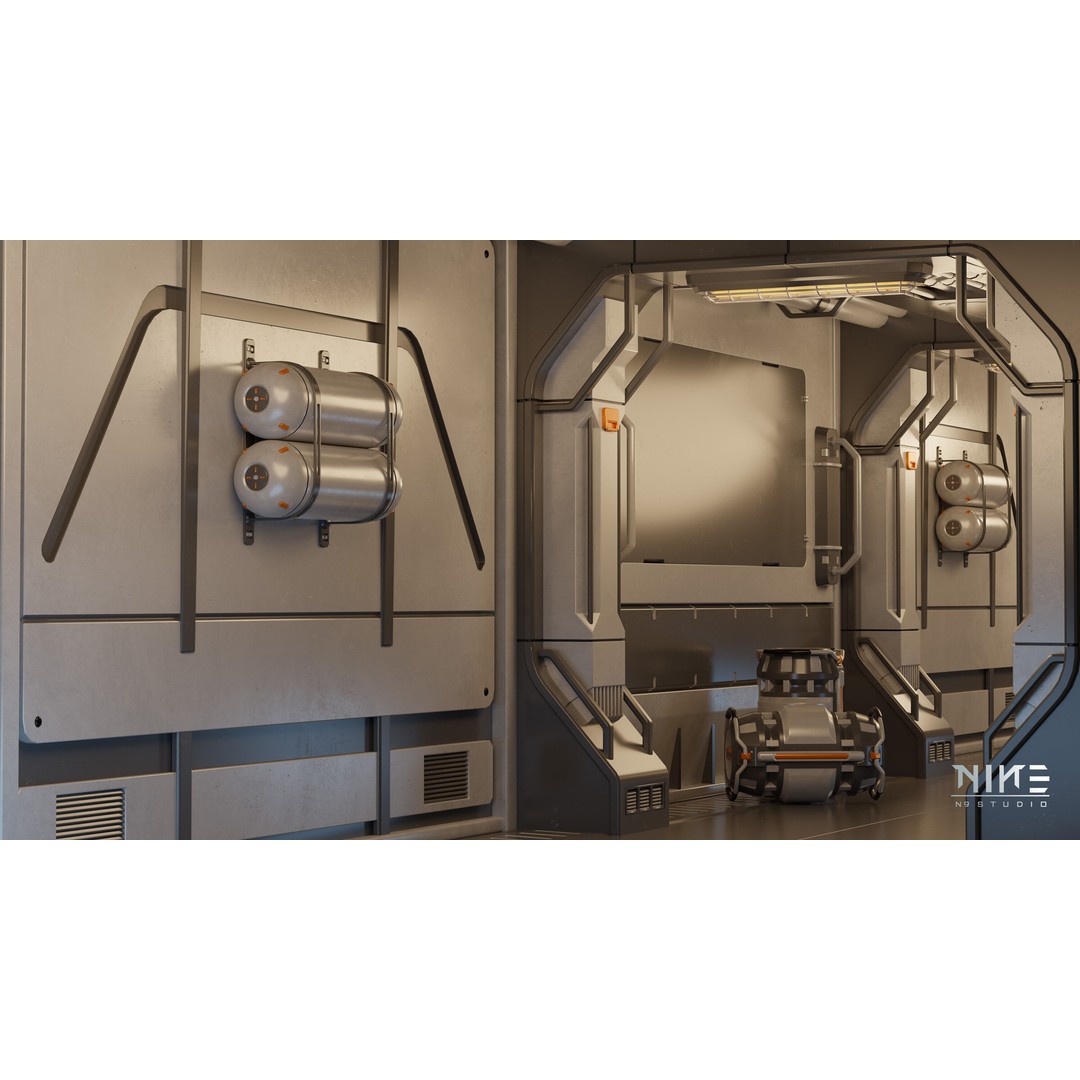Sci-fi Props Interior 3D Model – Modular Kitbash for Game Assets, FBX - View 3