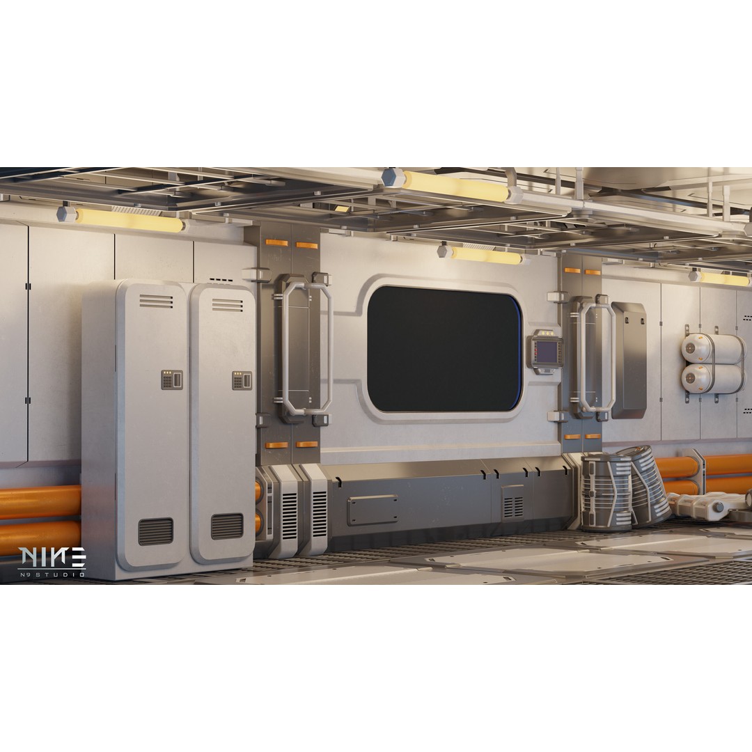 Sci-fi Props Interior 3D Model – Modular Kitbash for Game Assets, FBX - View 4