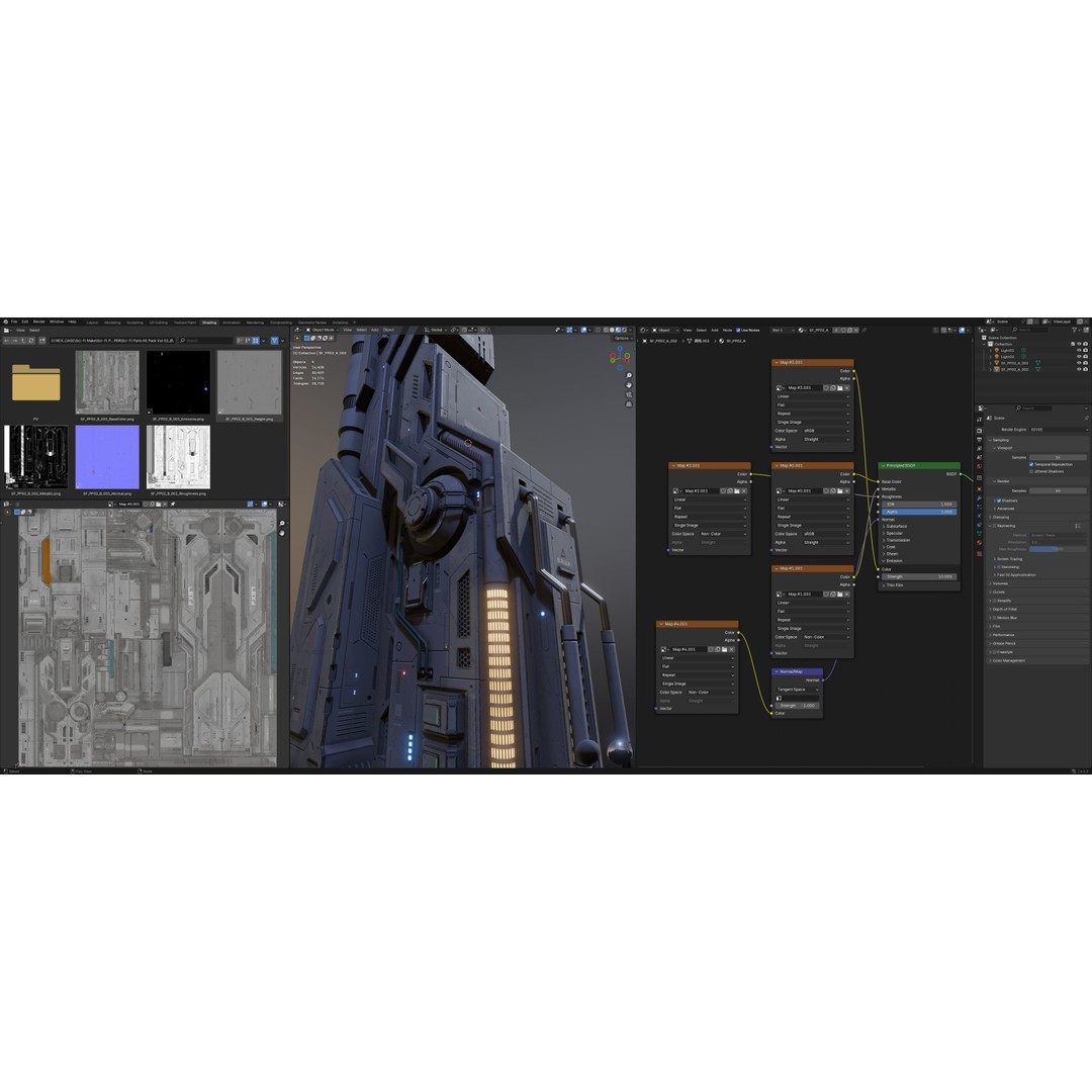 Sci-Fi Parts Kit 3D Model – Low Poly PBR Asset, FBX & OBJ Formats - View 11