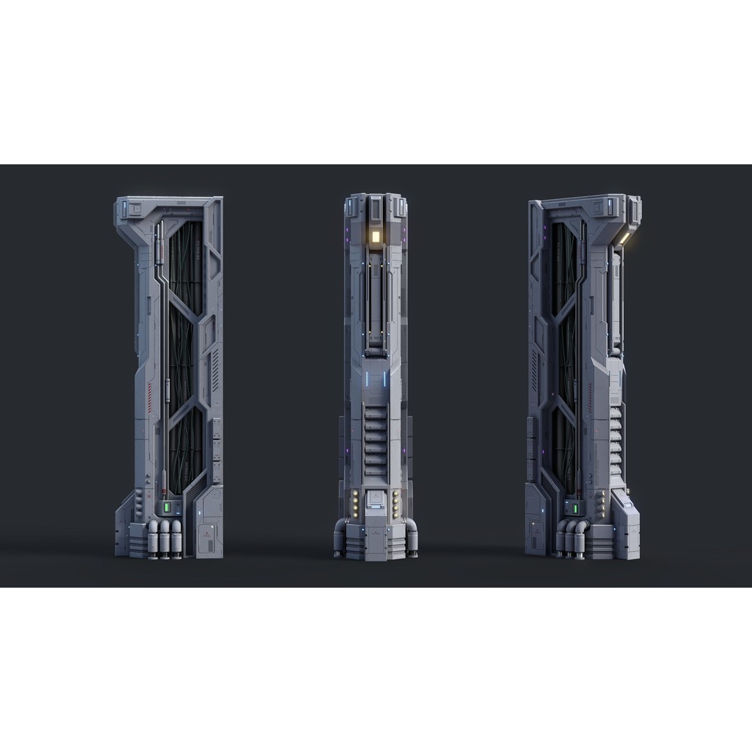Sci-Fi Parts Kit 3D Model – Low Poly PBR Asset, FBX & OBJ Formats - View 12