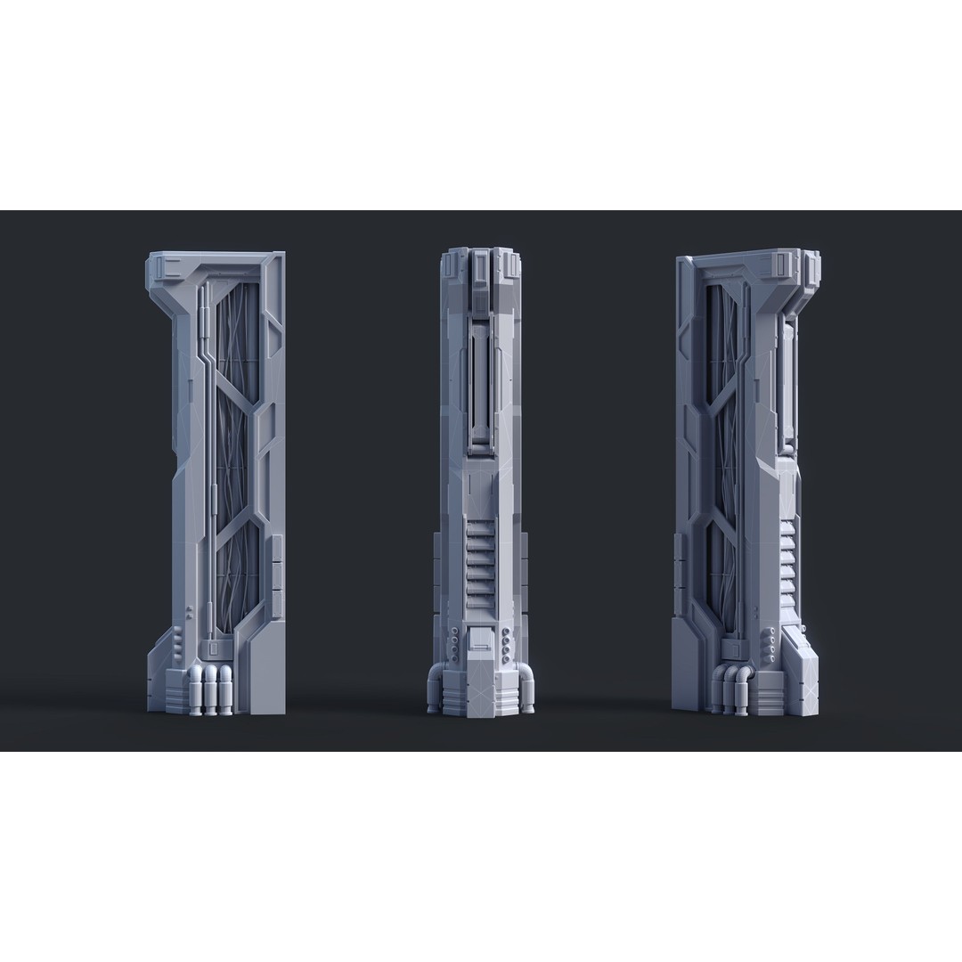 Sci-Fi Parts Kit 3D Model – Low Poly PBR Asset, FBX & OBJ Formats - View 13
