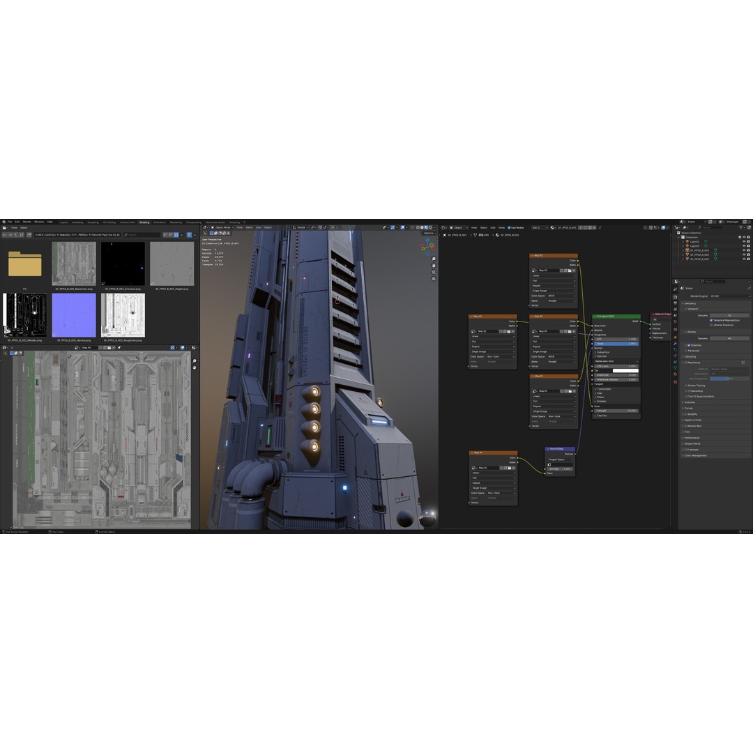 Sci-Fi Parts Kit 3D Model – Low Poly PBR Asset, FBX & OBJ Formats - View 17