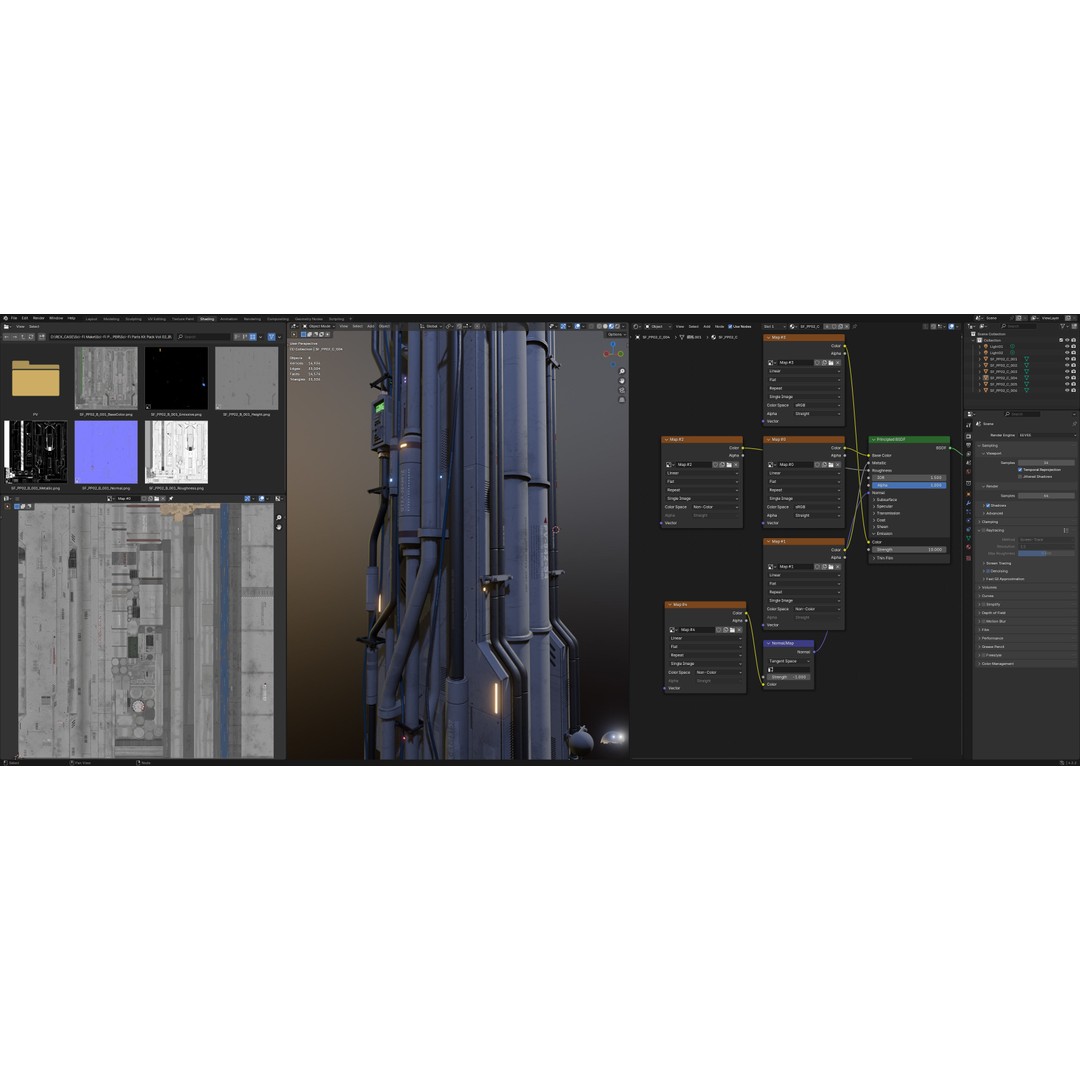 Sci-Fi Parts Kit 3D Model – Low Poly PBR Asset, FBX & OBJ Formats - View 23