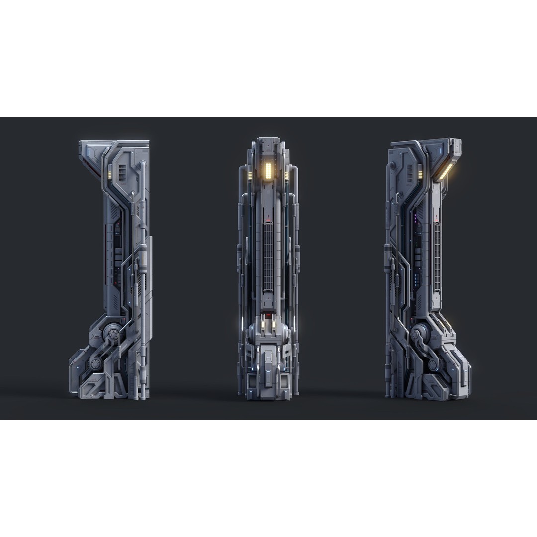 Sci-Fi Parts Kit 3D Model – Low Poly PBR Asset, FBX & OBJ Formats - View 24