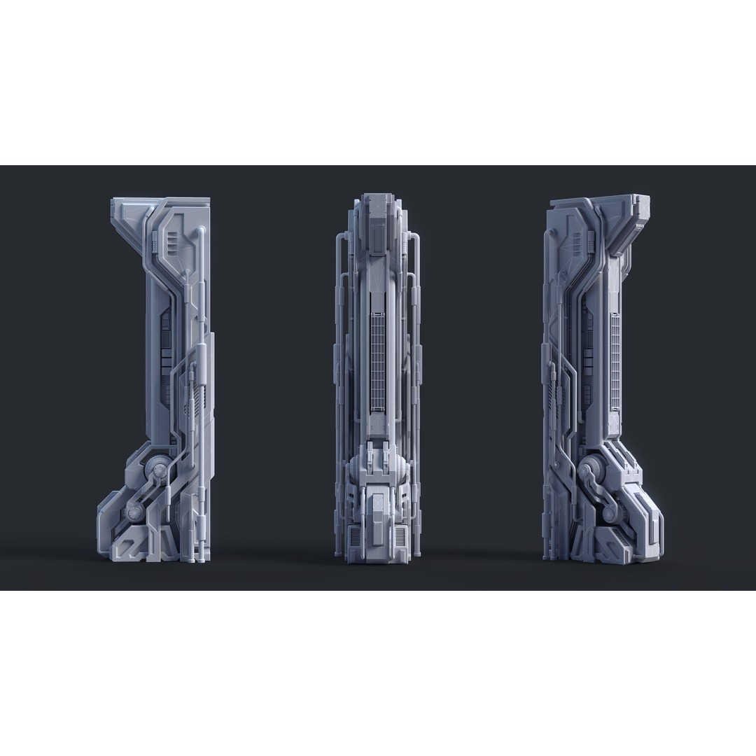 Sci-Fi Parts Kit 3D Model – Low Poly PBR Asset, FBX & OBJ Formats - View 25