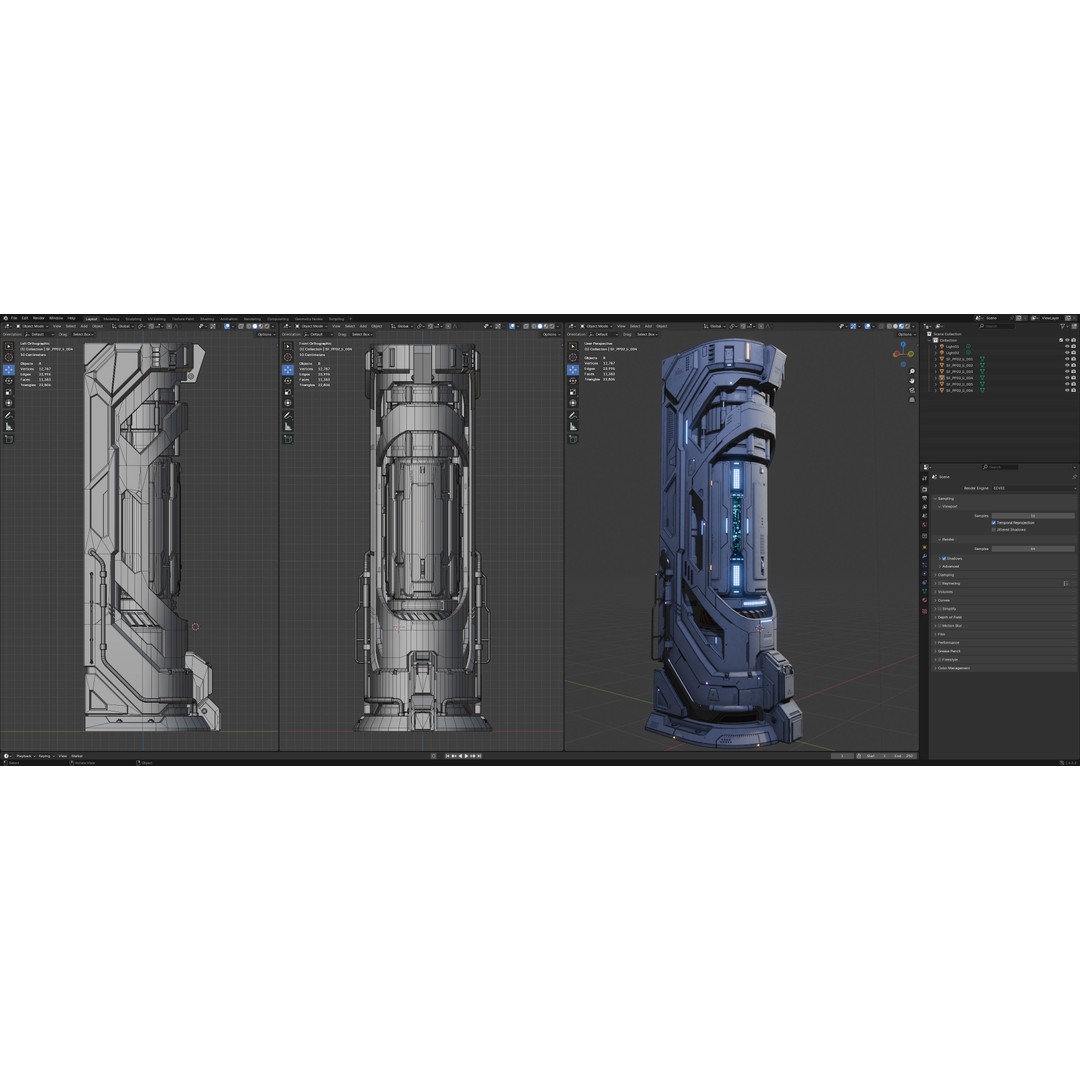 Sci-Fi Parts Kit 3D Model – Low Poly PBR Asset, FBX & OBJ Formats - View 33