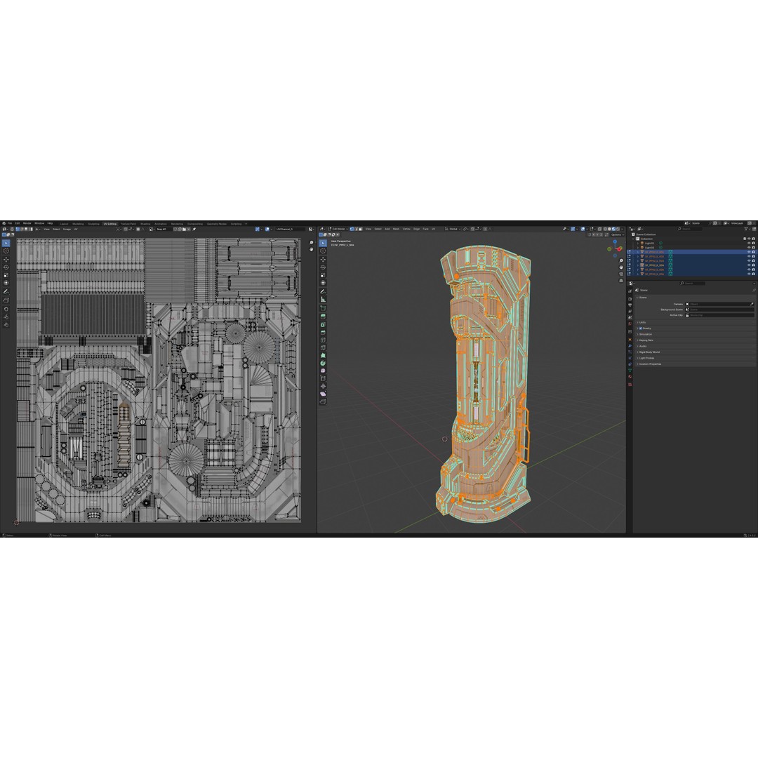 Sci-Fi Parts Kit 3D Model – Low Poly PBR Asset, FBX & OBJ Formats - View 34