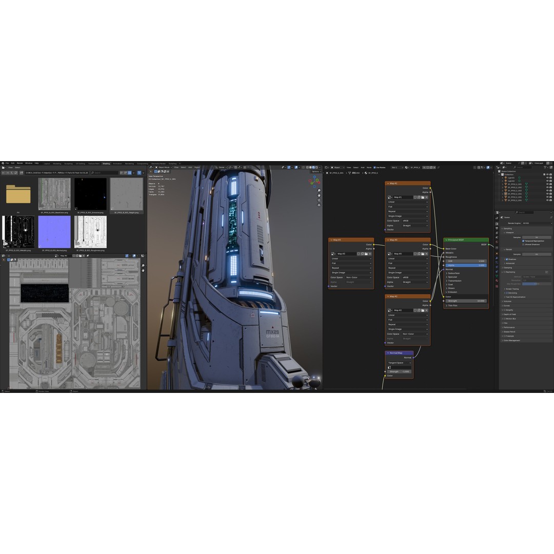 Sci-Fi Parts Kit 3D Model – Low Poly PBR Asset, FBX & OBJ Formats - View 35