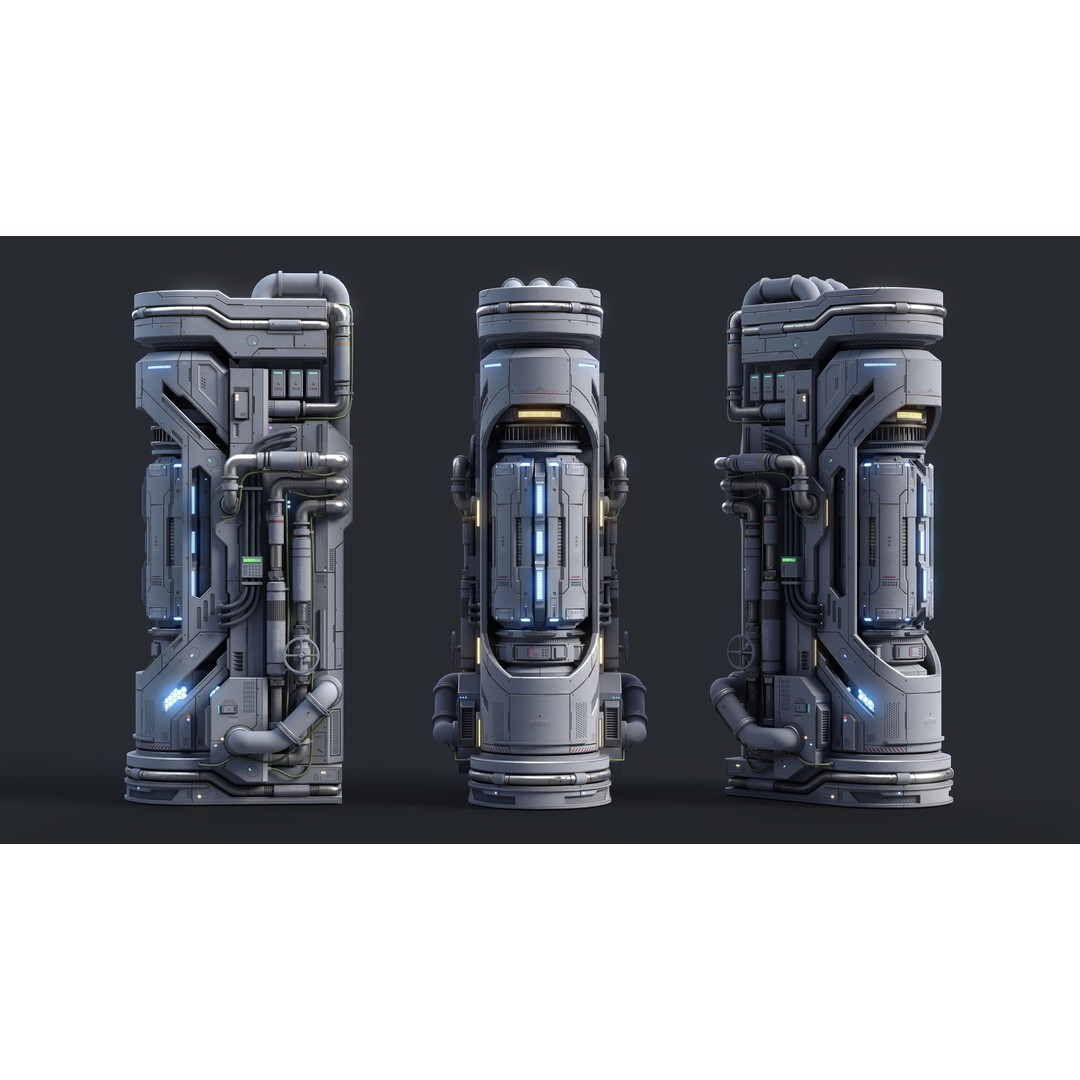 Sci-Fi Parts Kit 3D Model – Low Poly PBR Asset, FBX & OBJ Formats - View 36