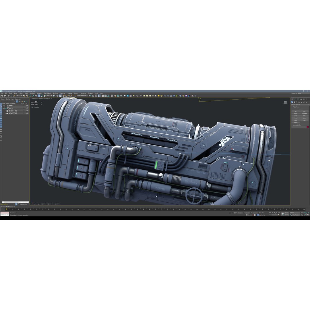 Sci-Fi Parts Kit 3D Model – Low Poly PBR Asset, FBX & OBJ Formats - View 38