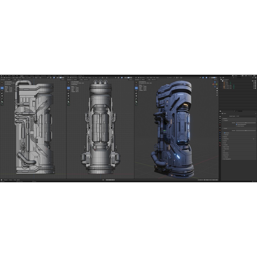 Sci-Fi Parts Kit 3D Model – Low Poly PBR Asset, FBX & OBJ Formats - View 39