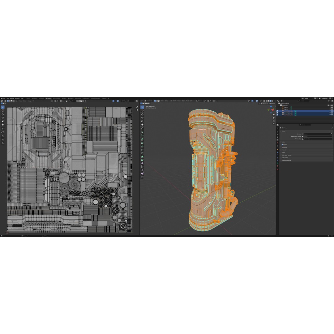 Sci-Fi Parts Kit 3D Model – Low Poly PBR Asset, FBX & OBJ Formats - View 40