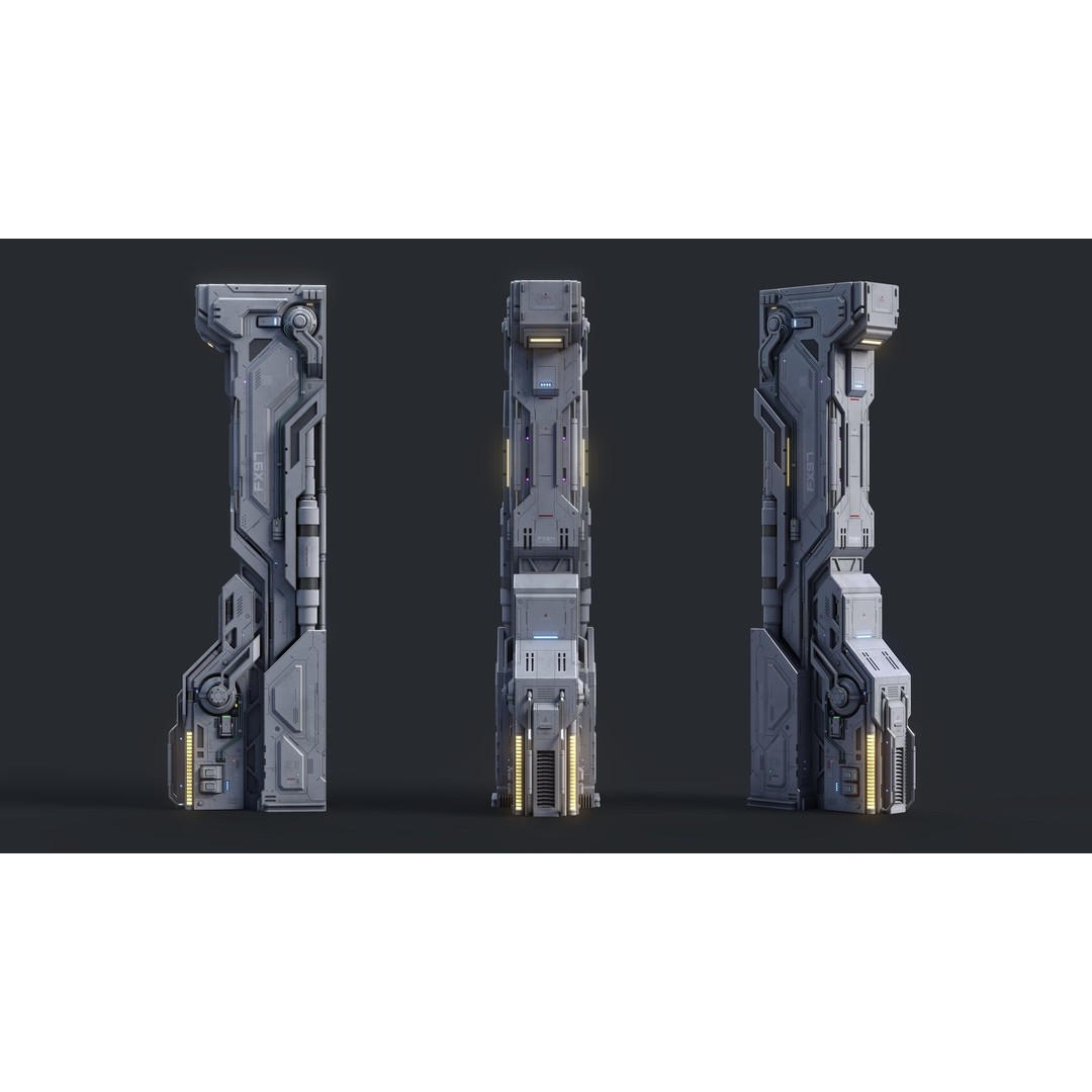 Sci-Fi Parts Kit 3D Model – Low Poly PBR Asset, FBX & OBJ Formats - View 6