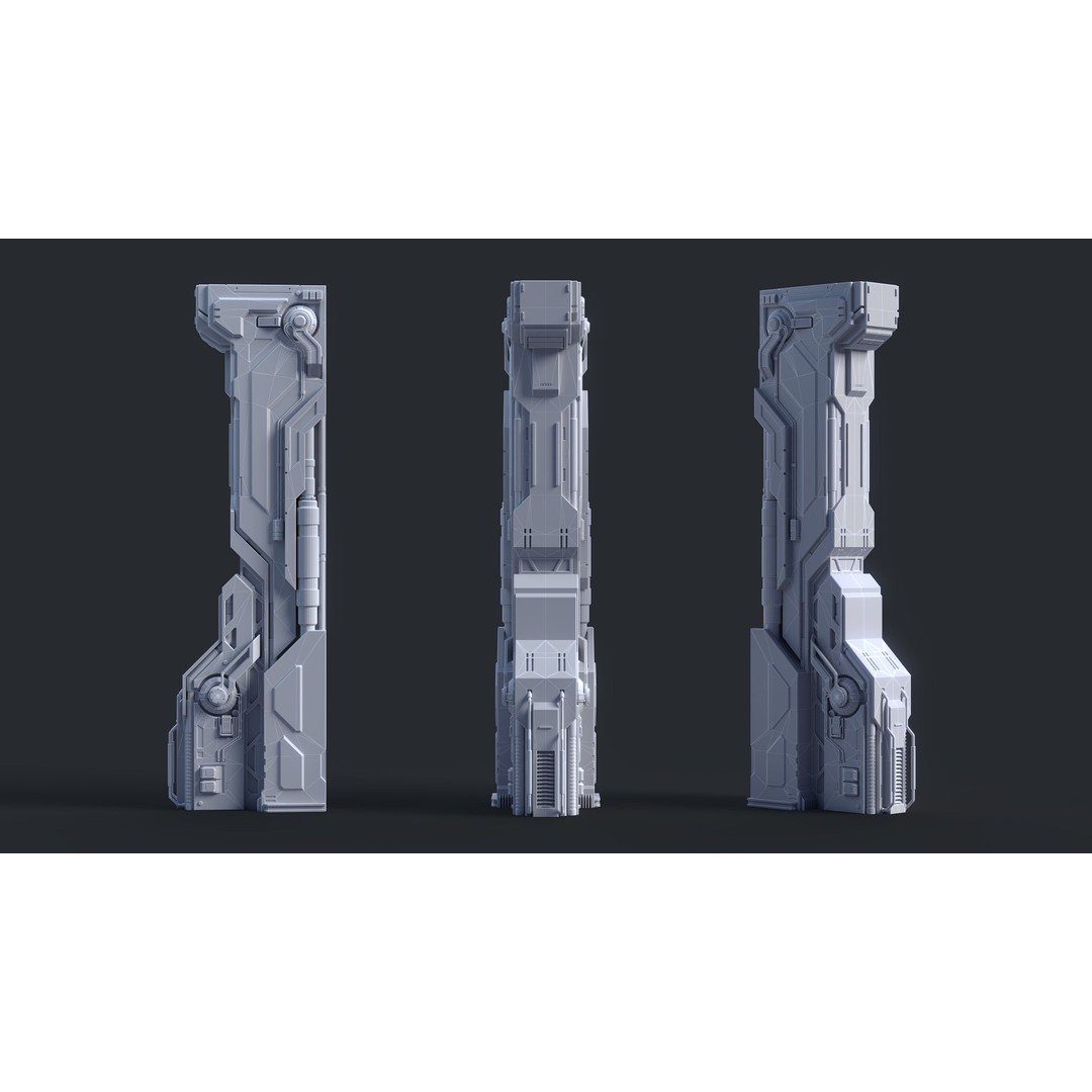 Sci-Fi Parts Kit 3D Model – Low Poly PBR Asset, FBX & OBJ Formats - View 7
