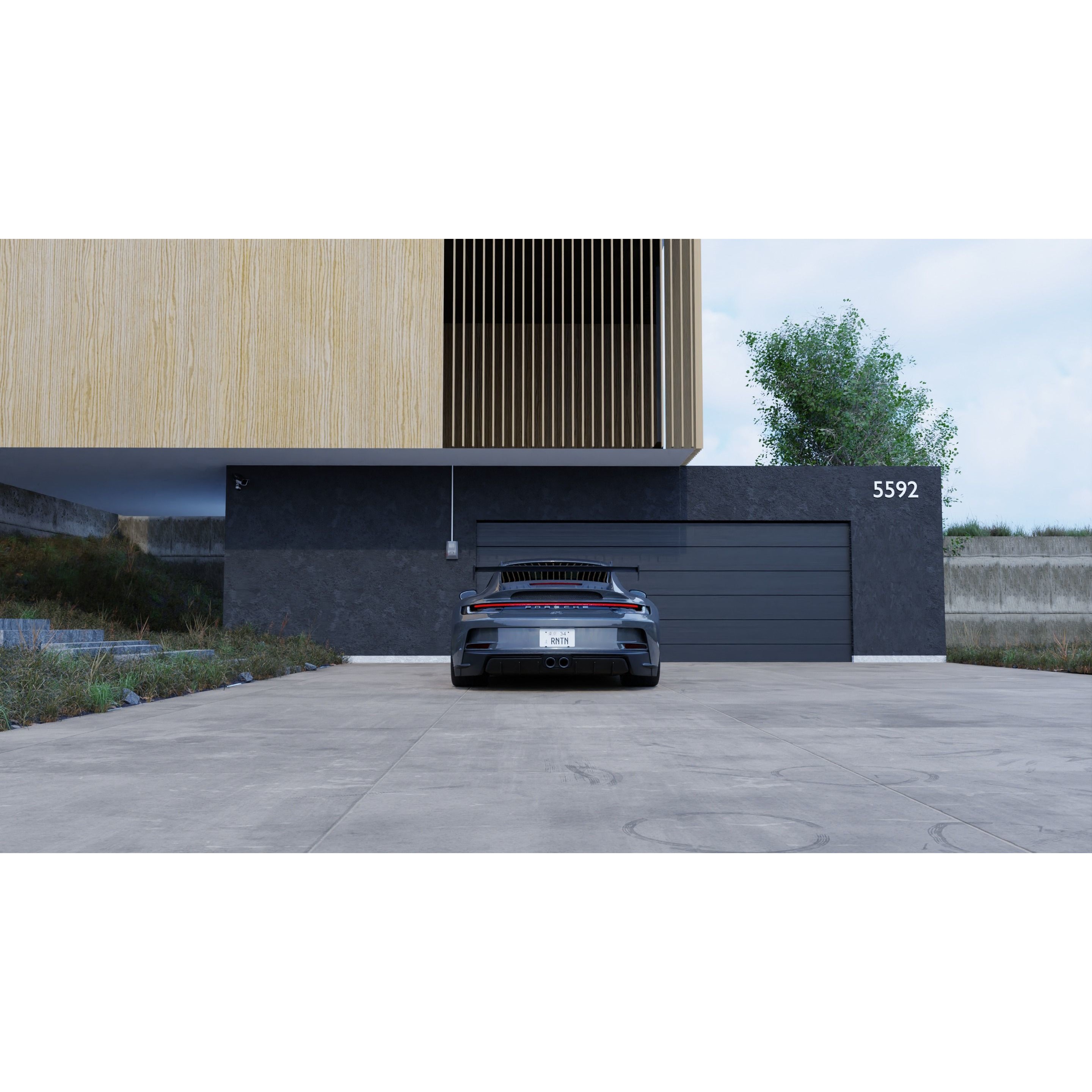 Automotive Hill Villa Scene - Game-Ready 3D Model - View 4