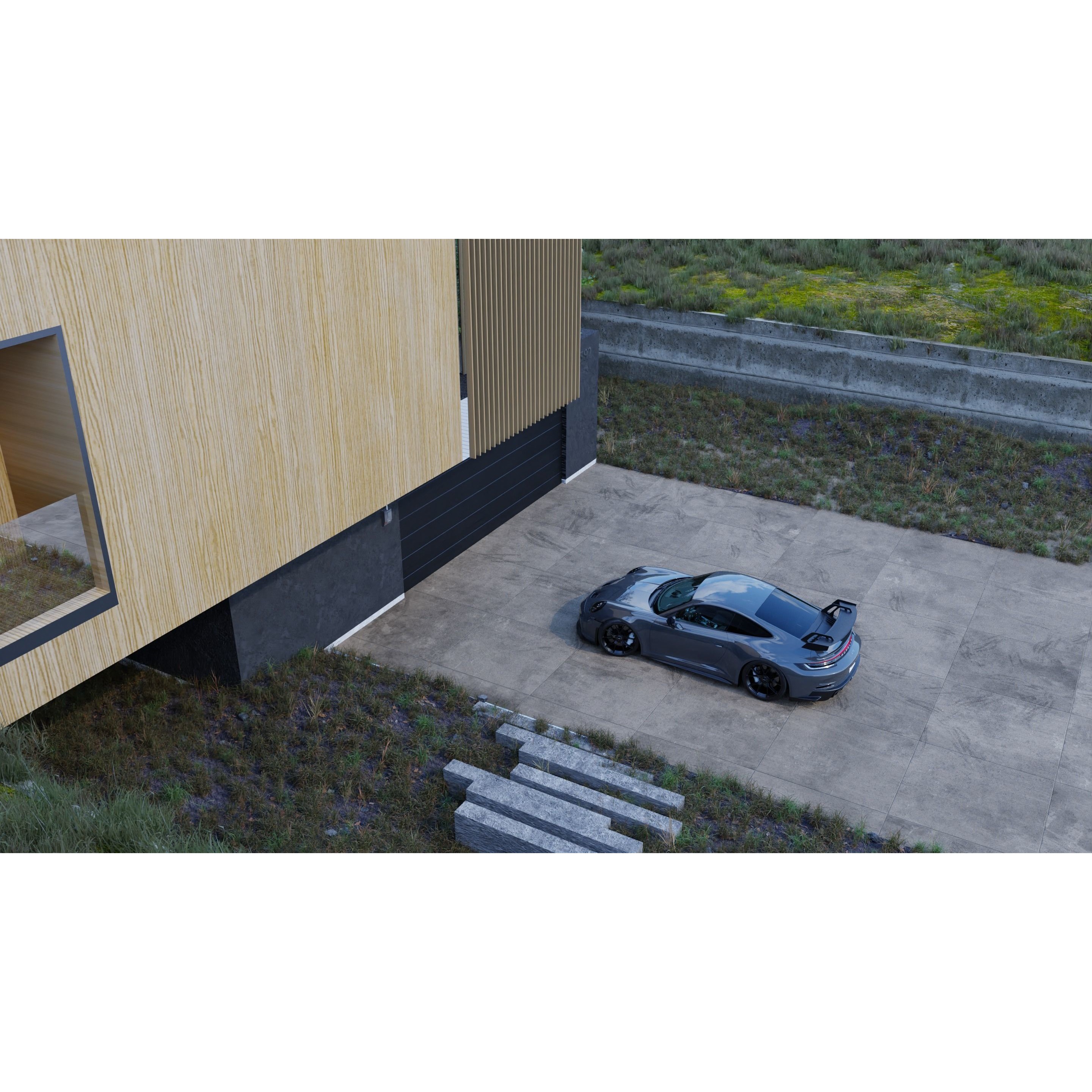Automotive Hill Villa Scene - Game-Ready 3D Model - View 5