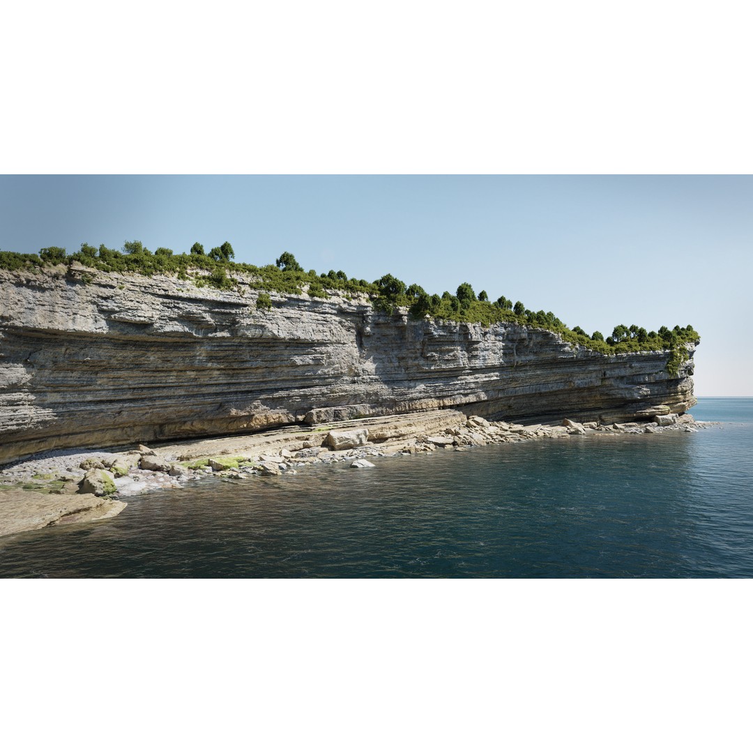 Large Coast Cliff 3D Model – Low Poly PBR Scan, FBX & OBJ Formats