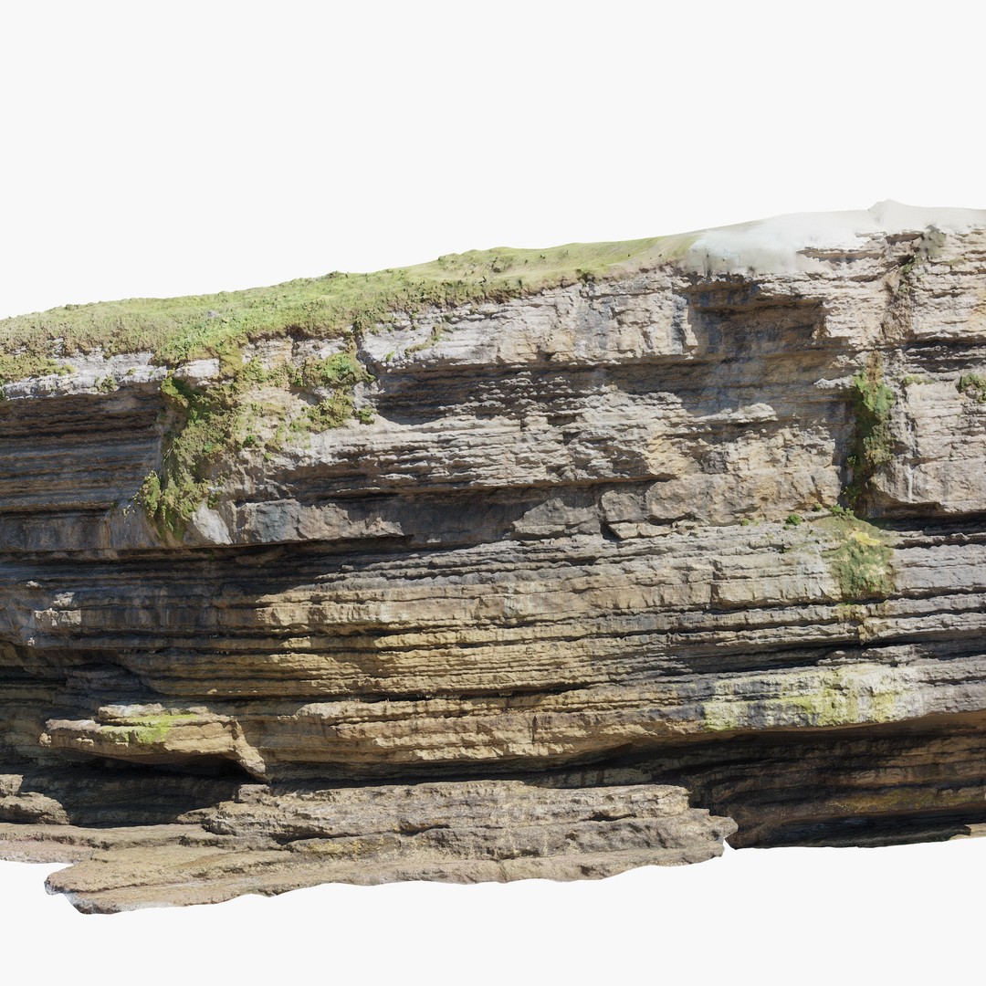 Large Coast Cliff 3D Model – Low Poly PBR Scan, FBX & OBJ Formats - View 12
