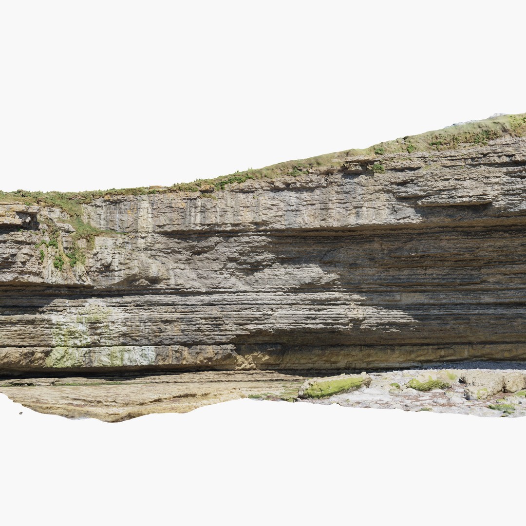 Large Coast Cliff 3D Model – Low Poly PBR Scan, FBX & OBJ Formats - View 13