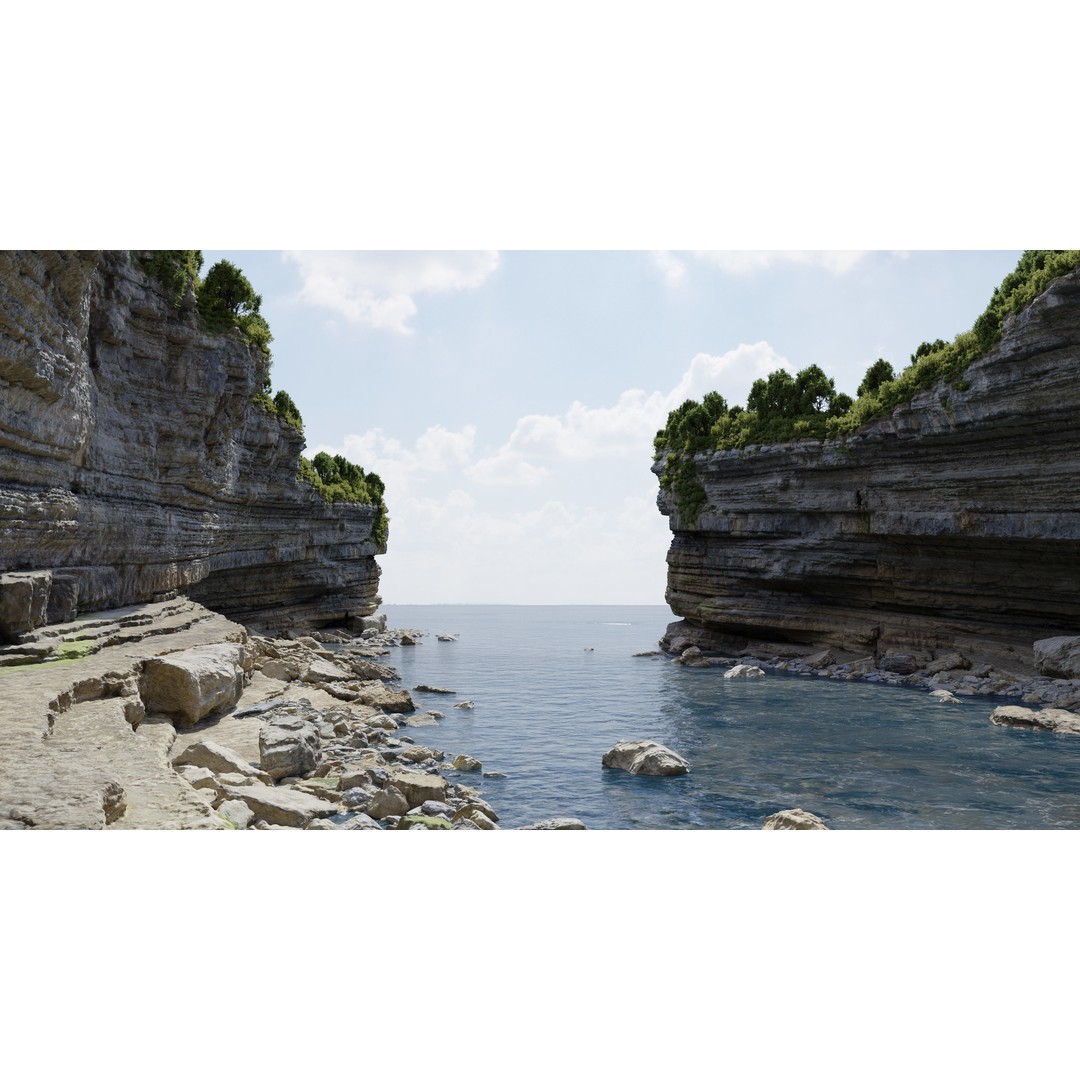 Large Coast Cliff 3D Model – Low Poly PBR Scan, FBX & OBJ Formats - View 14