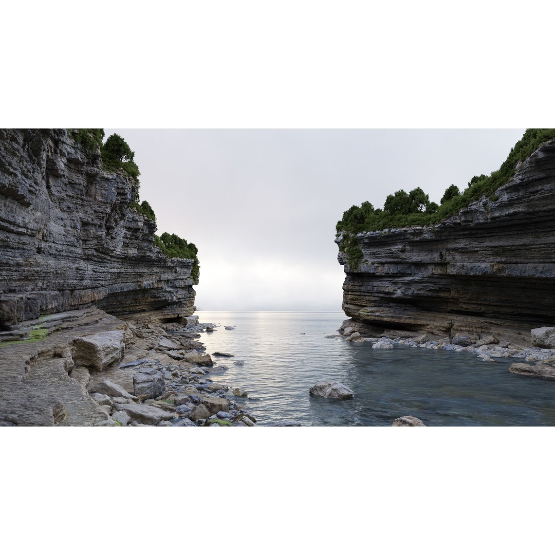 Large Coast Cliff 3D Model – Low Poly PBR Scan, FBX & OBJ Formats - View 15
