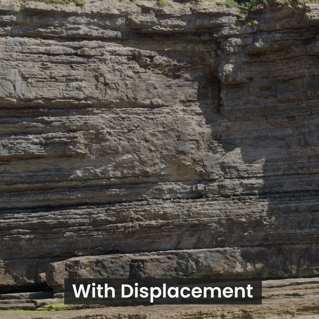 Large Coast Cliff 3D Model – Low Poly PBR Scan, FBX & OBJ Formats - View 16
