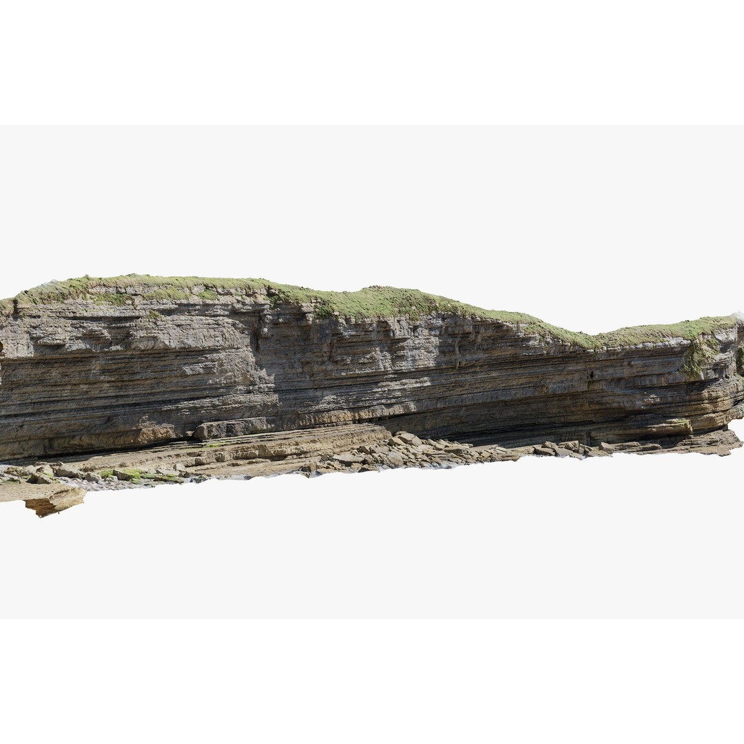 Large Coast Cliff 3D Model – Low Poly PBR Scan, FBX & OBJ Formats - View 3