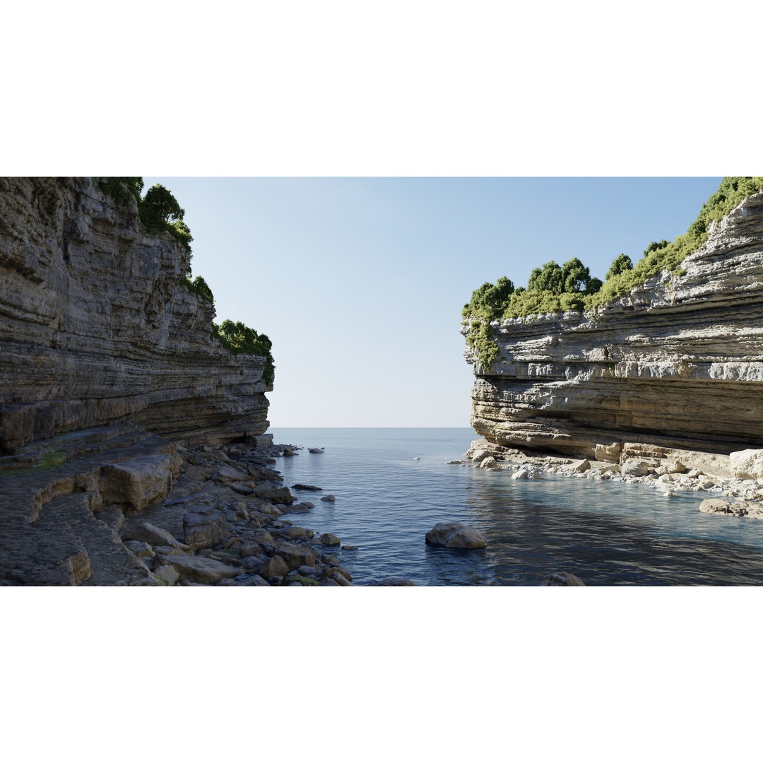 Large Coast Cliff 3D Model – Low Poly PBR Scan, FBX & OBJ Formats - View 4