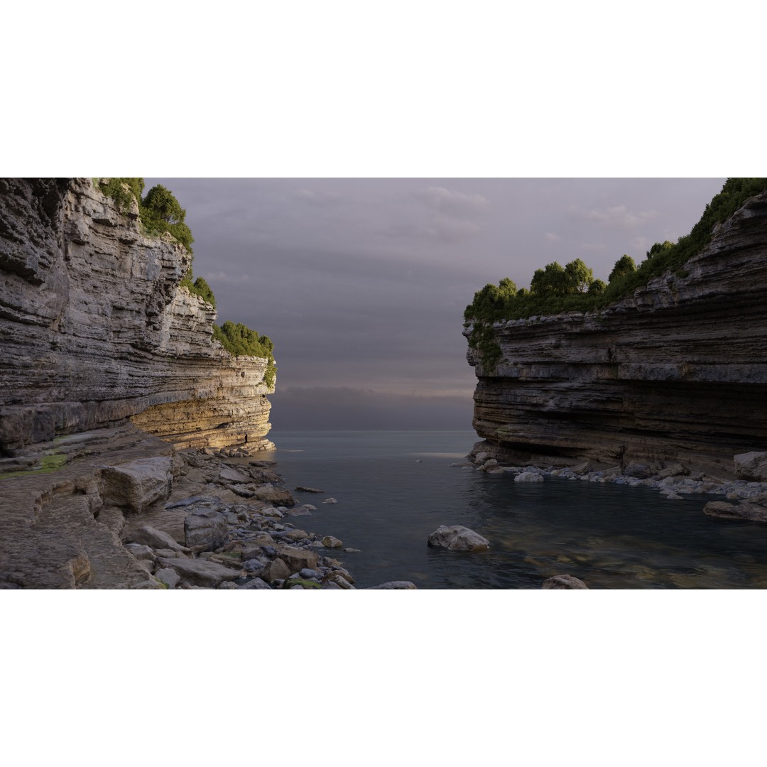 Large Coast Cliff 3D Model – Low Poly PBR Scan, FBX & OBJ Formats - View 5