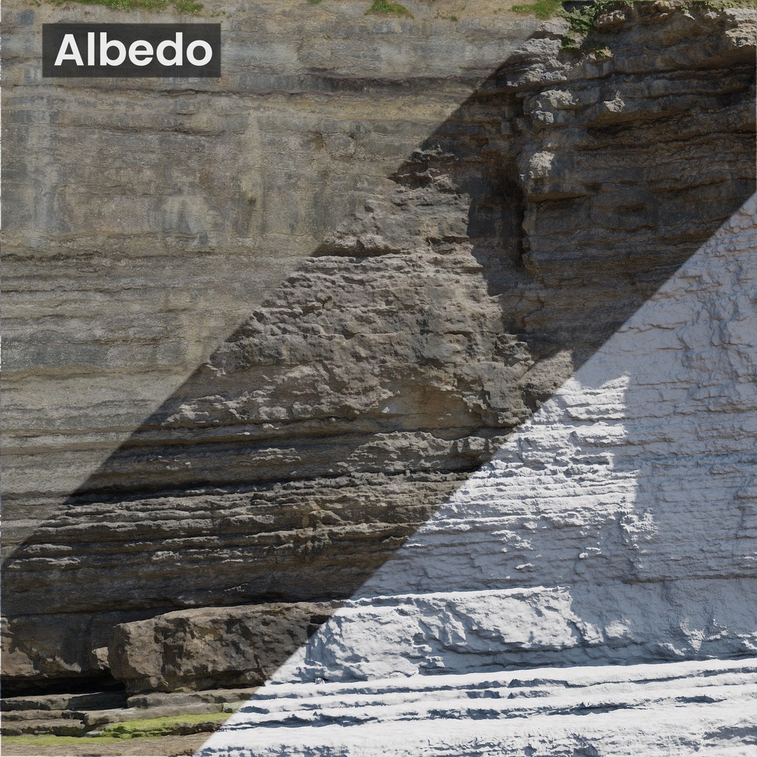 Large Coast Cliff 3D Model – Low Poly PBR Scan, FBX & OBJ Formats - View 6
