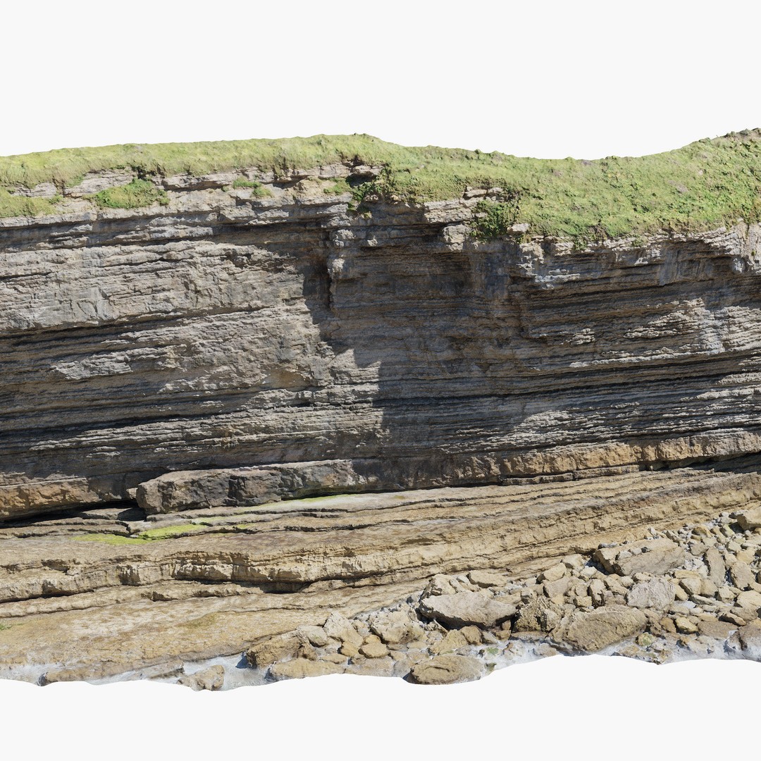 Large Coast Cliff 3D Model – Low Poly PBR Scan, FBX & OBJ Formats - View 8