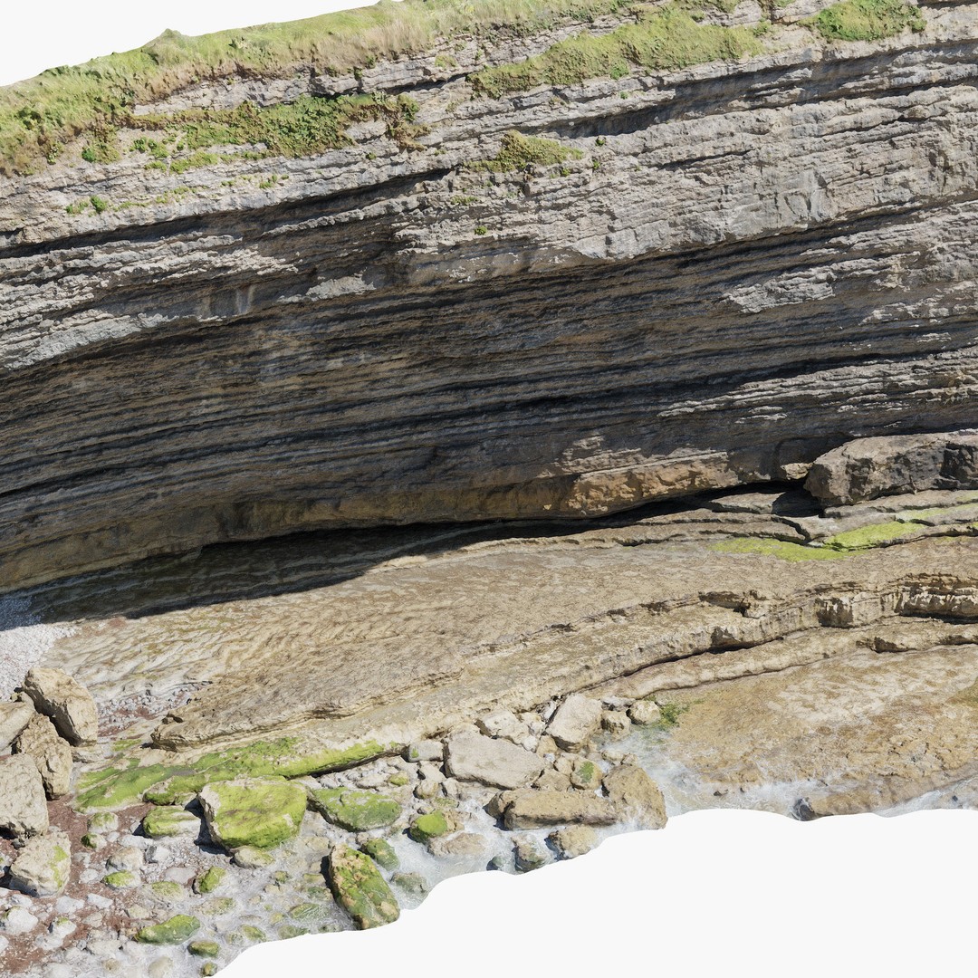 Large Coast Cliff 3D Model – Low Poly PBR Scan, FBX & OBJ Formats - View 9