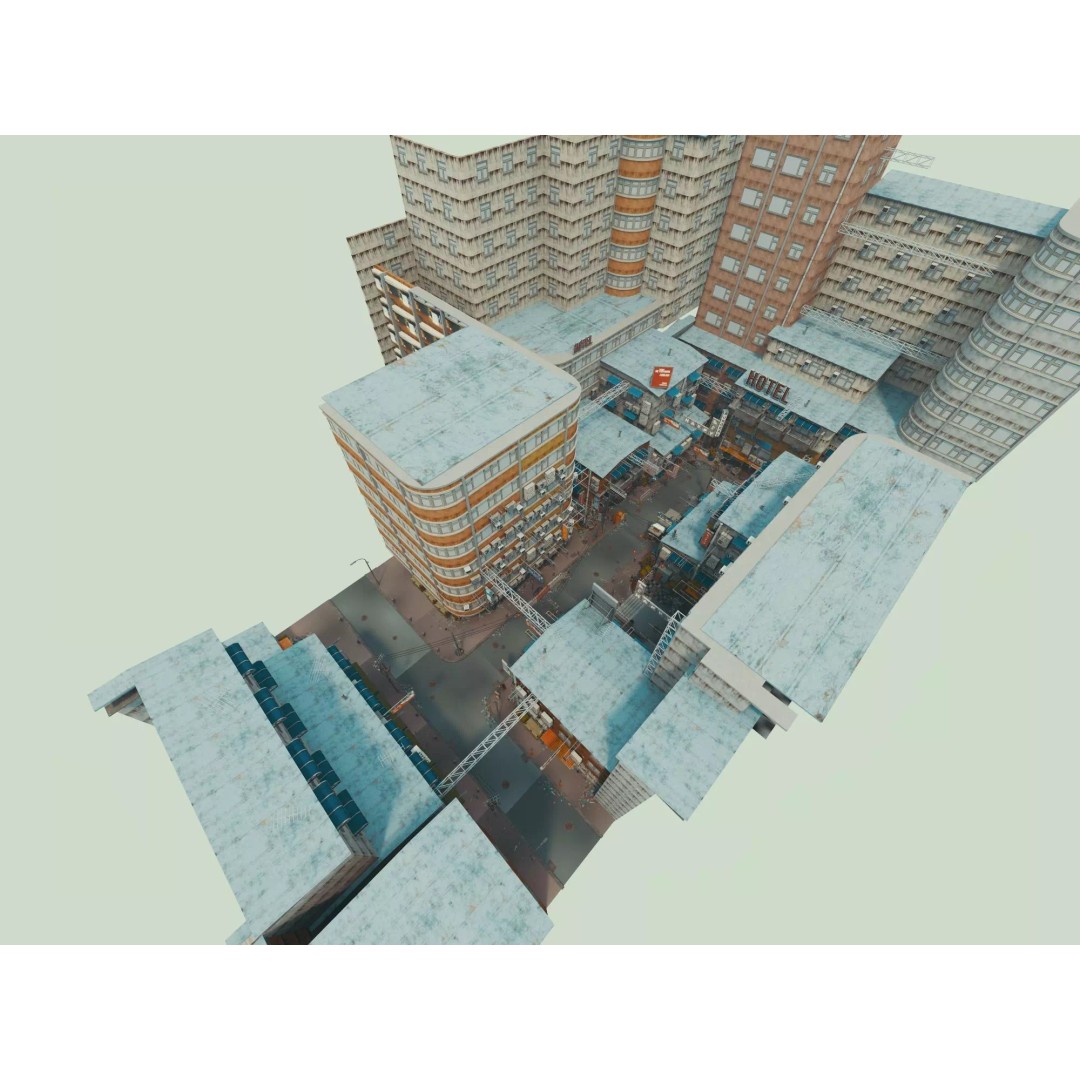 Cyberpunk Alley 3D Model – Low Poly Urban Scene, FBX, OBJ - View 11