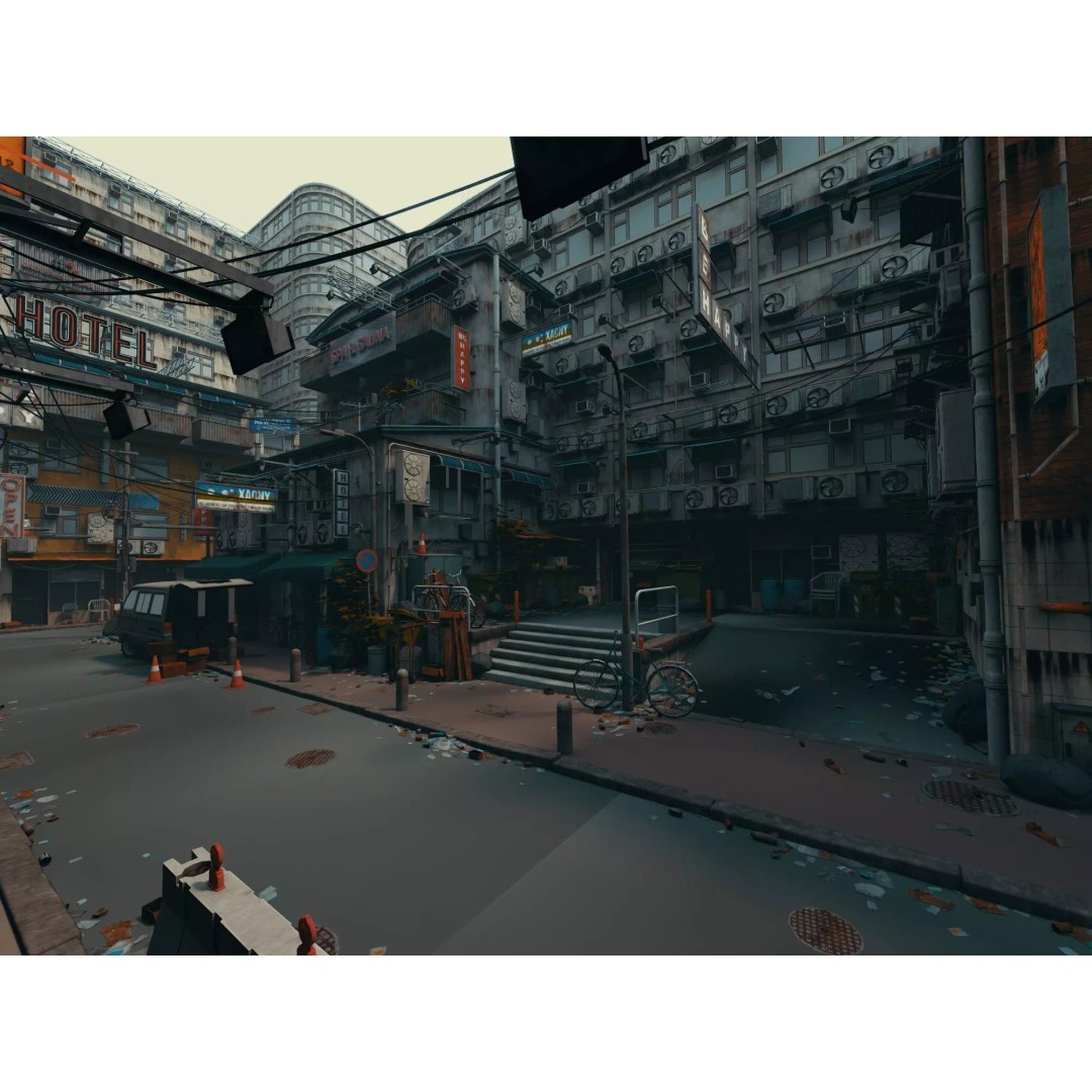 Cyberpunk Alley 3D Model – Low Poly Urban Scene, FBX, OBJ - View 6