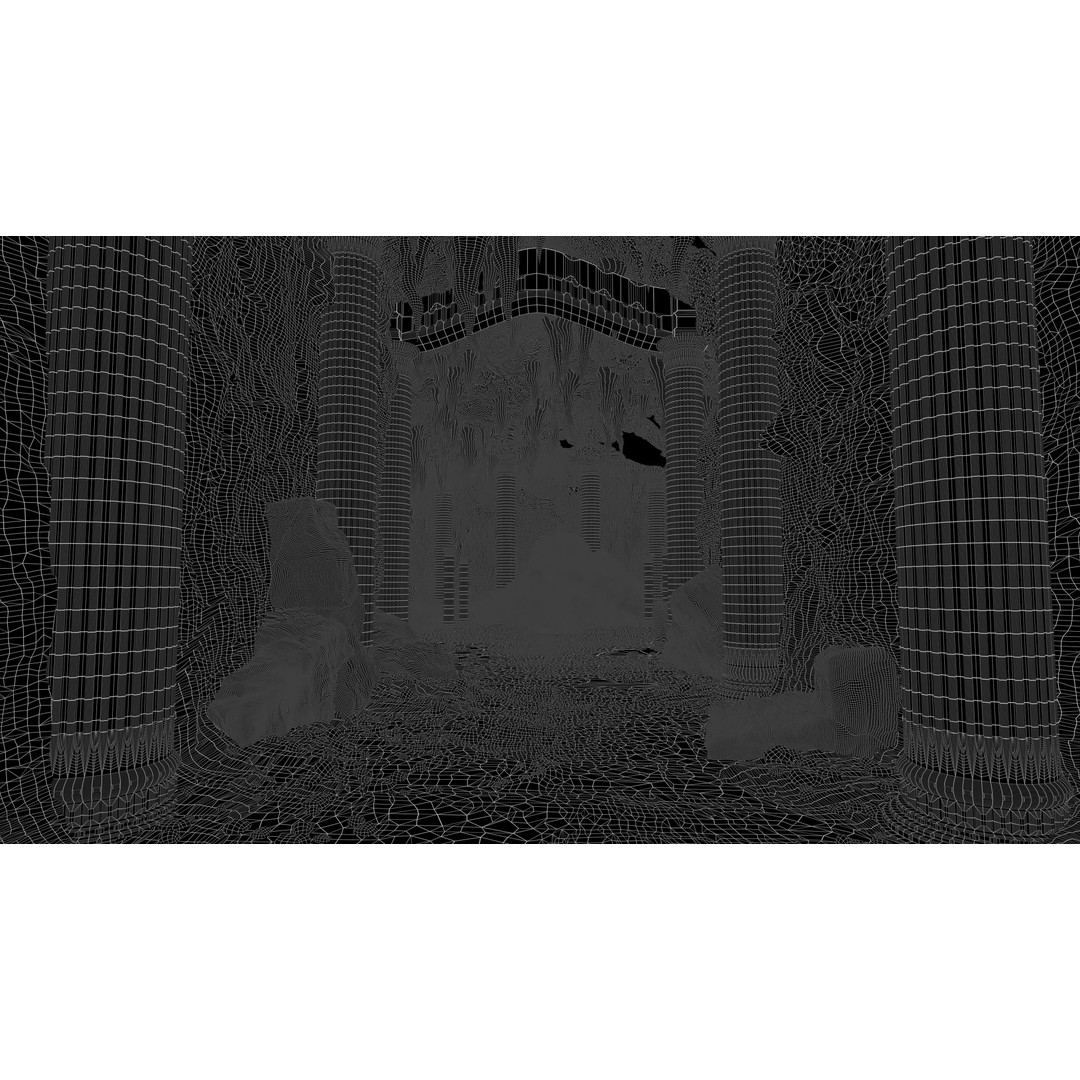 Forgotten Sword Scene 3D Model – High Poly Cave Environment, Blender, FBX, OBJ