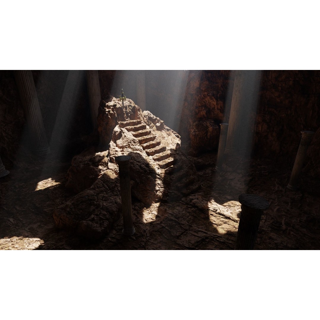 Forgotten Sword Scene 3D Model – High Poly Cave Environment, Blender, FBX, OBJ - View 4
