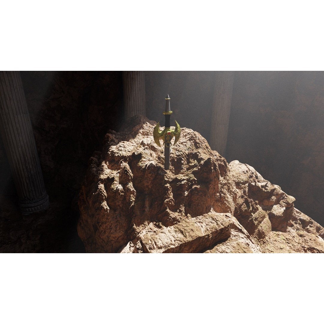Forgotten Sword Scene 3D Model – High Poly Cave Environment, Blender, FBX, OBJ - View 5