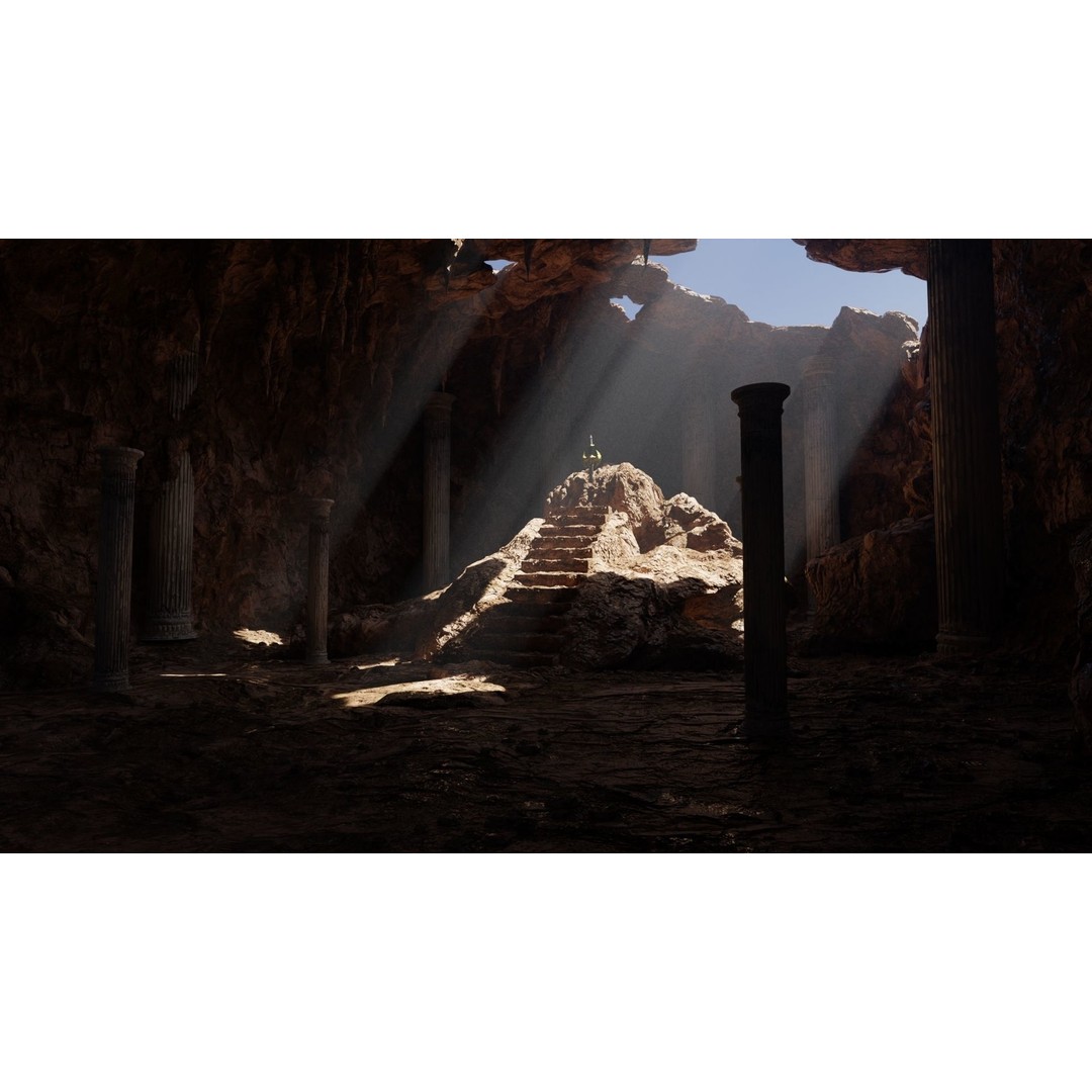 Forgotten Sword Scene 3D Model – High Poly Cave Environment, Blender, FBX, OBJ - View 6