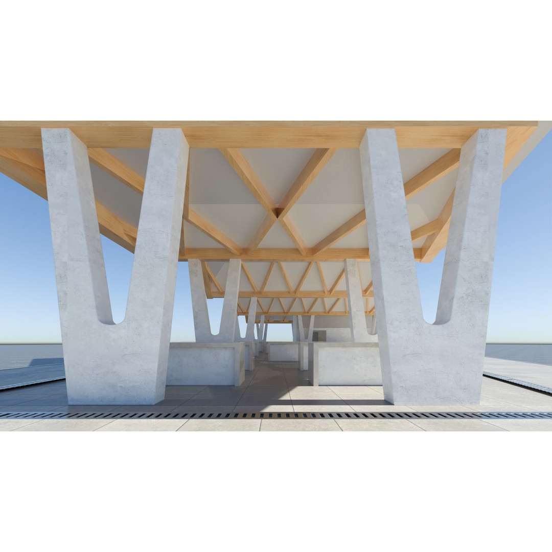 Open Public Marketplace 3D Model – Low Poly PBR Game Asset, Redshift - View 14