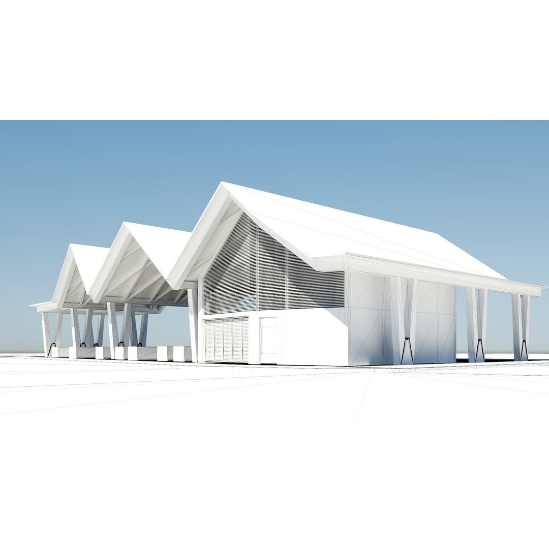 Open Public Marketplace 3D Model – Low Poly PBR Game Asset, Redshift - View 4