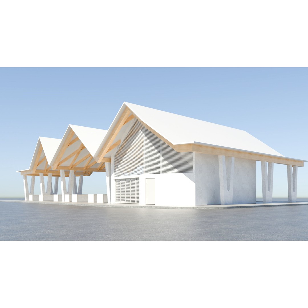 Open Public Marketplace 3D Model – Low Poly PBR Game Asset, Redshift - View 7