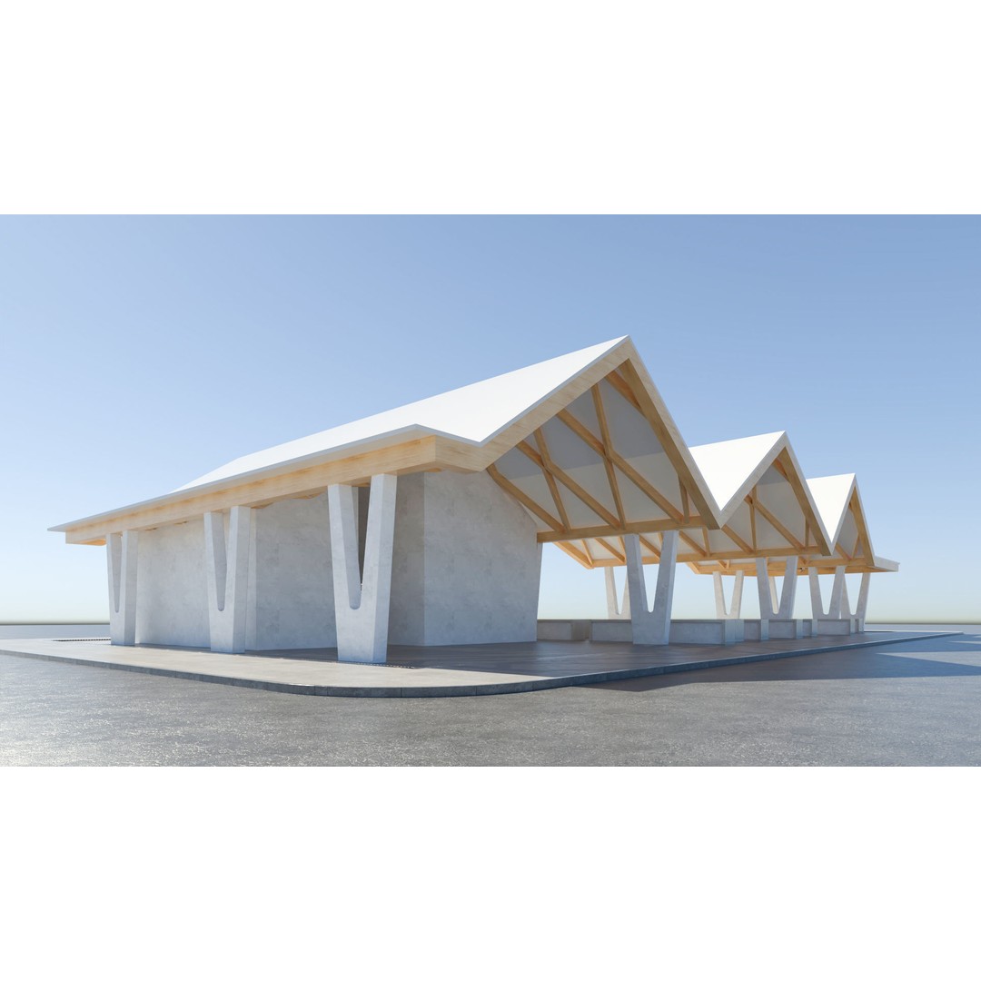 Open Public Marketplace 3D Model – Low Poly PBR Game Asset, Redshift - View 9