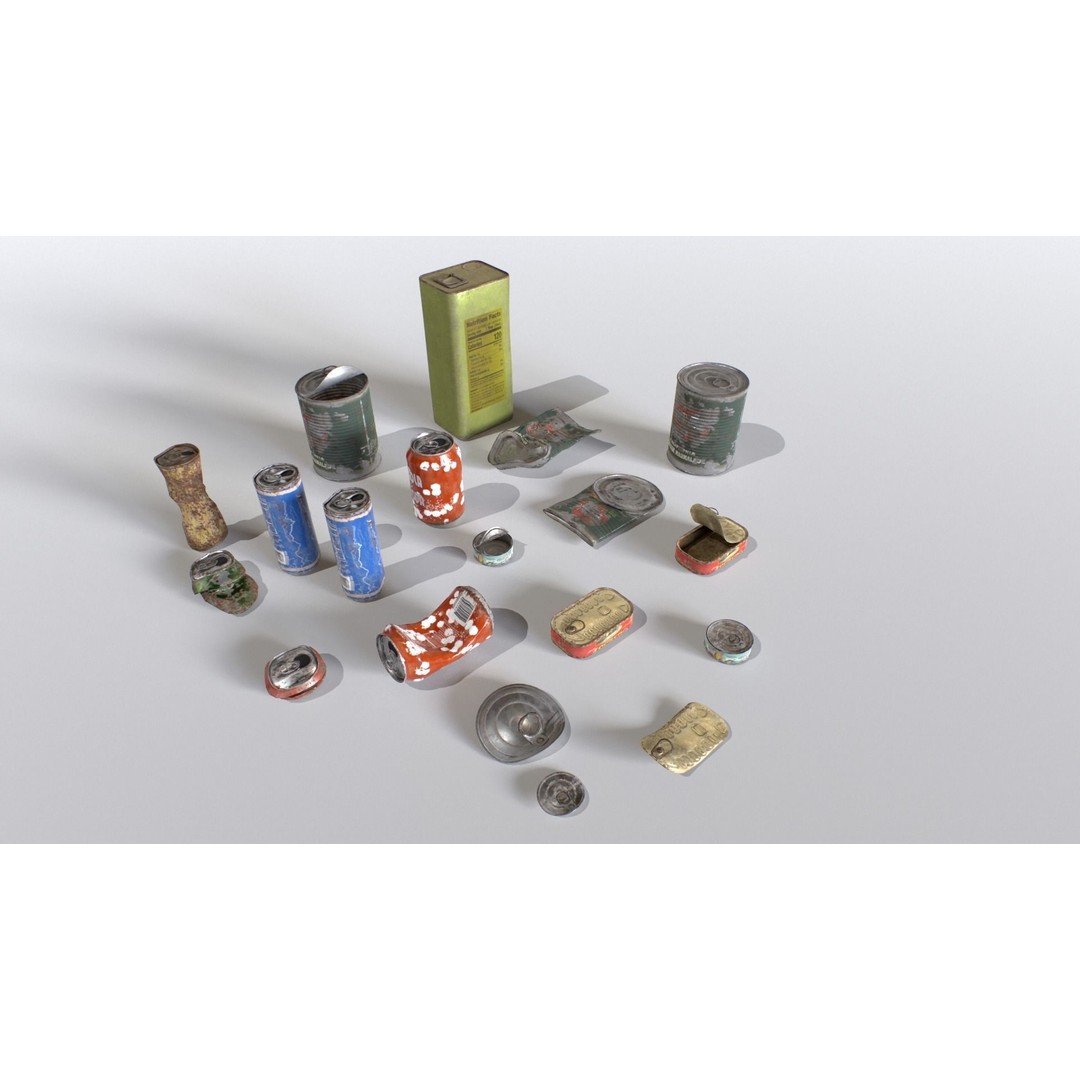 Cans and Drinks Junk Props 3D Model – Low Poly PBR Asset for Games - View 10