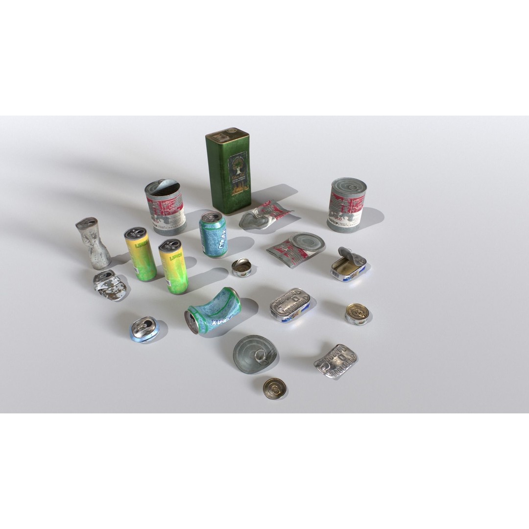 Cans and Drinks Junk Props 3D Model – Low Poly PBR Asset for Games - View 11