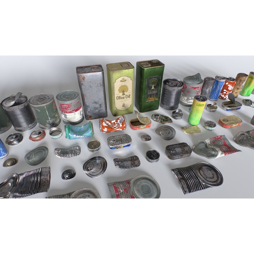 Cans and Drinks Junk Props 3D Model – Low Poly PBR Asset for Games - View 5